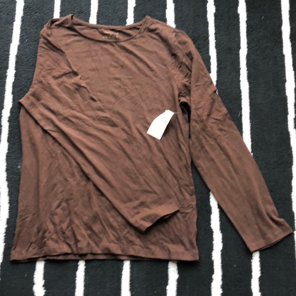 NWT Coldwater Creek long sleeve cotton brown M shirt